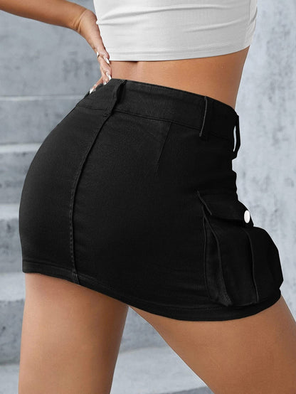 2024 new ins style street solid color low waist slim hip skirt