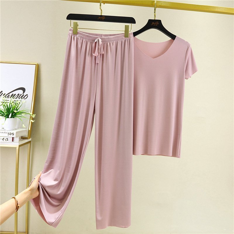 2024 New Design Soft and comfortable ice silk short-sleeved T-shirt two-piece set