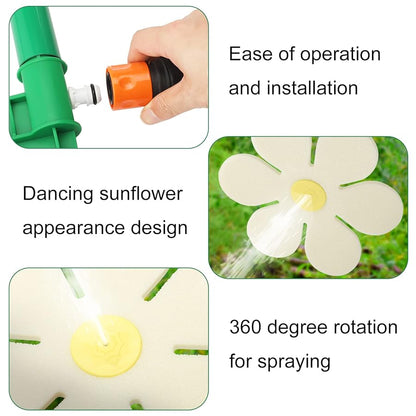 🔥Summer Hot Sale🌻Funny Dancing Sunflower Whirling Garden Sprinkler With Adapter