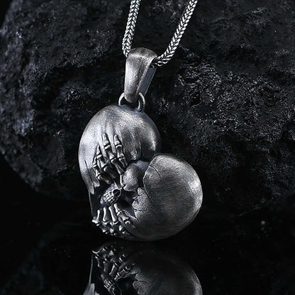 Heart of Hell Ripped Skull Necklace