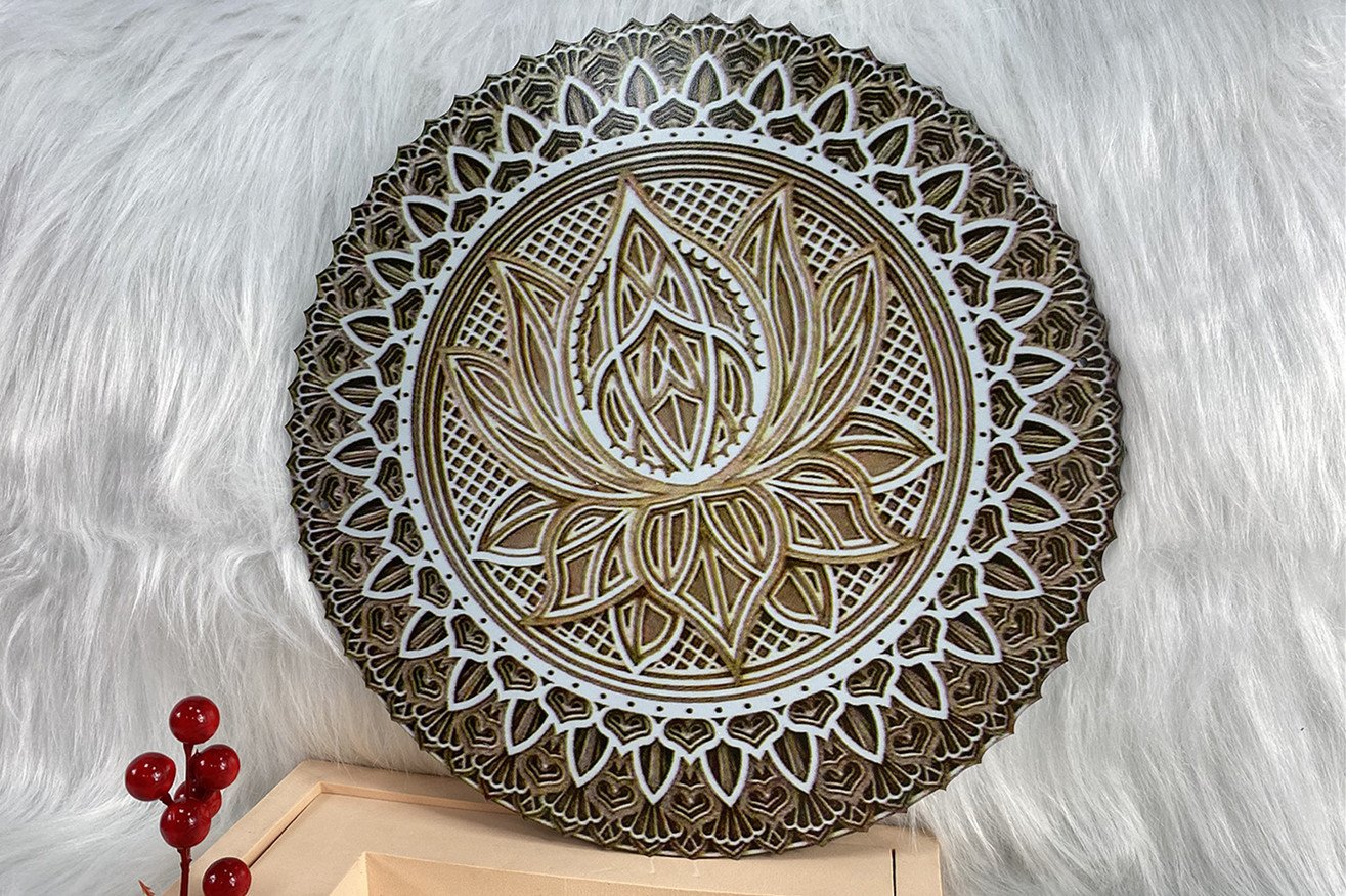 🎁-Lotus Flower Elegant Wooden Mandala