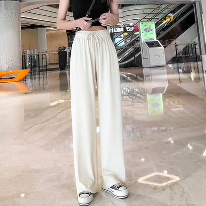 2024 New Design Drawstring Ice Silk Wide-Leg Lounge Pants