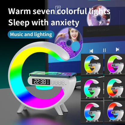 Multi-function Bluetooth Speaker - Colorful Ambient Light Wireless Charging Clock All-in-One