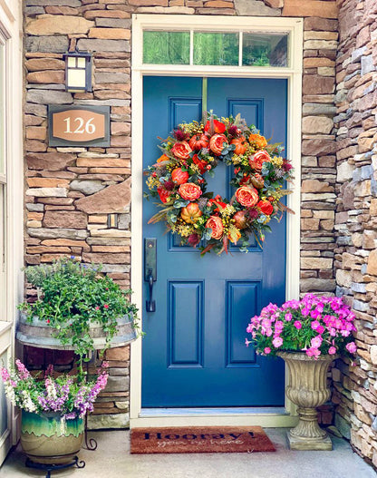 🔥Last Day 49% OFF🔥Fall Peony and Pumpkin Wreath - Year Round Wreath