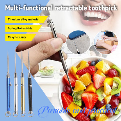 🔥Buy 5 get 10 free🔥Multi-functional titanium alloy retractable toothpick