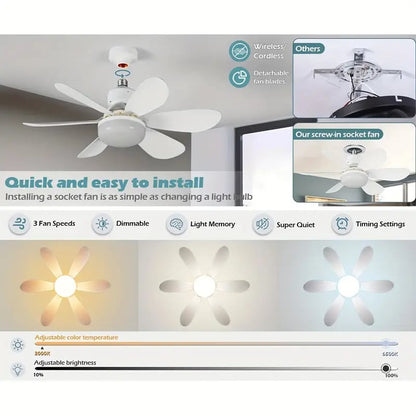 2024 New 2-IN-1 PORTABLE CEILING FAN & LIGHT with Remote Control