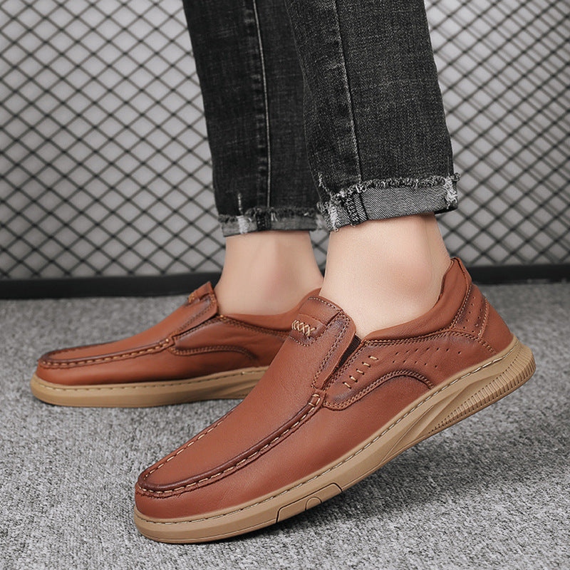 Comfortable soft-soled slip-on leather shoes for men