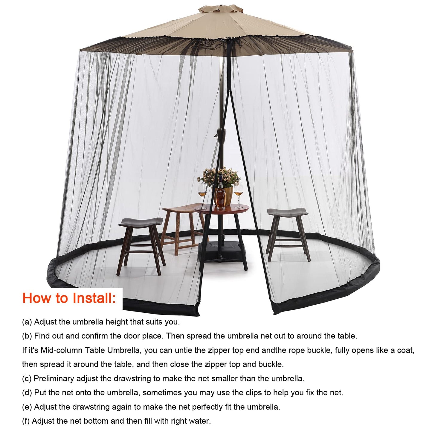 7.5-10 FT Patio Umbrella Mosquito Net