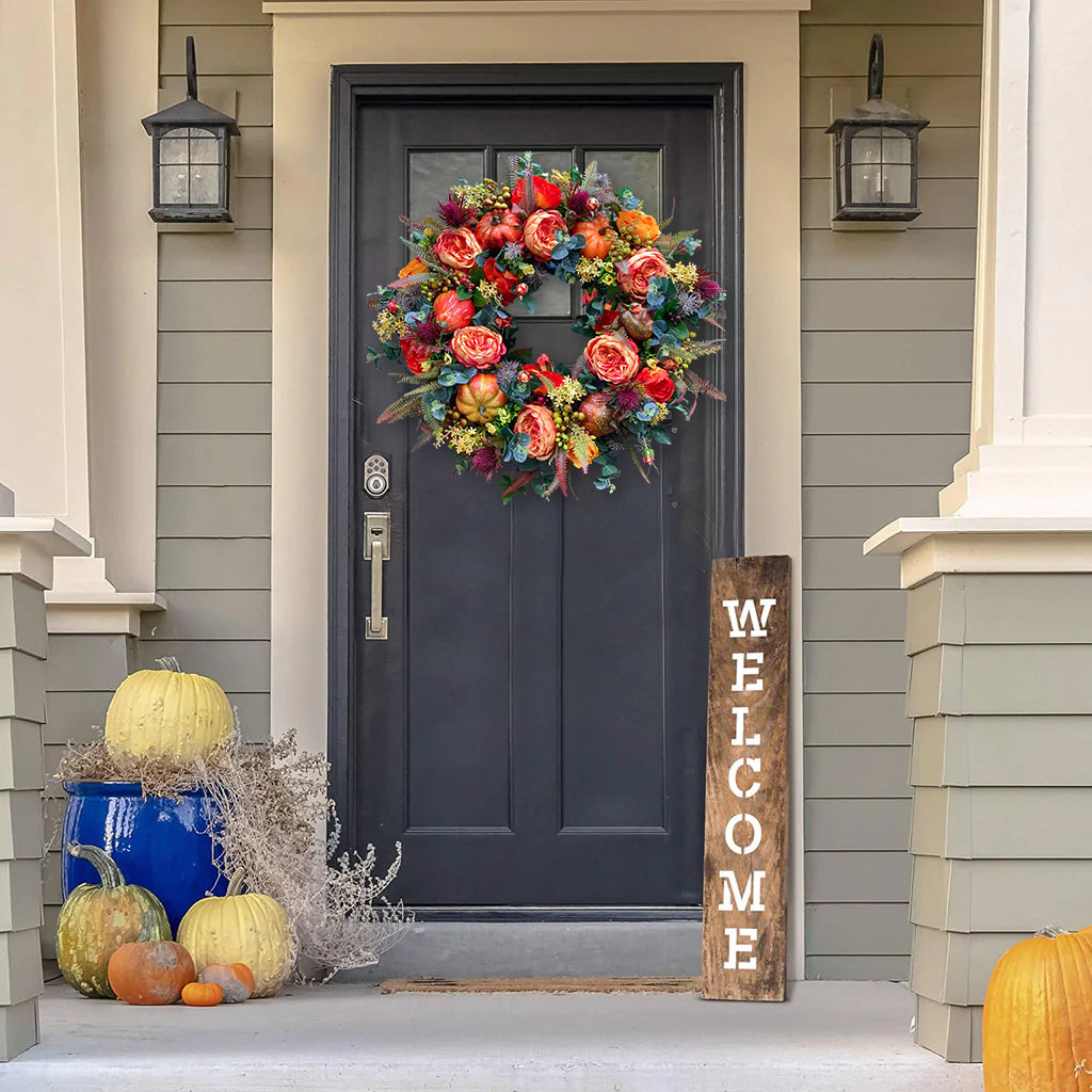 🔥Last Day 49% OFF🔥Fall Peony and Pumpkin Wreath - Year Round Wreath