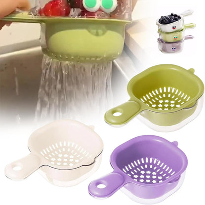 🔥Kitchen Dual-Layer Draining Basket with Handle