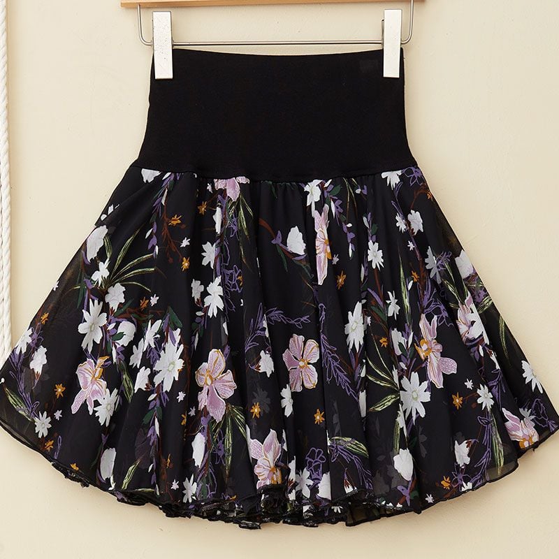 Pleated sarongchiffon floral skirt