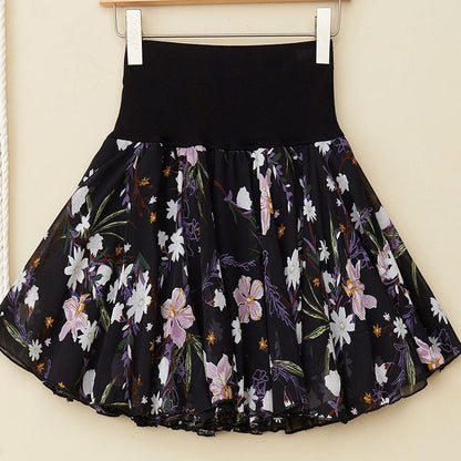 Pleated sarongchiffon floral skirt