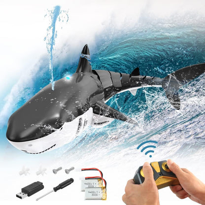 Remote Control Shark Toy with Light &Spray