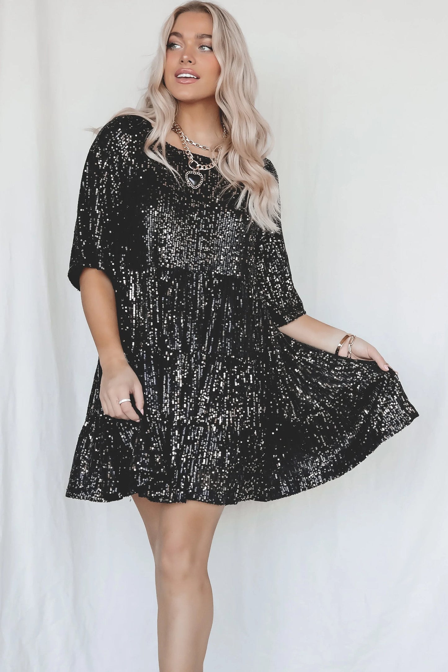 ✨Sequin Baby Doll Dress