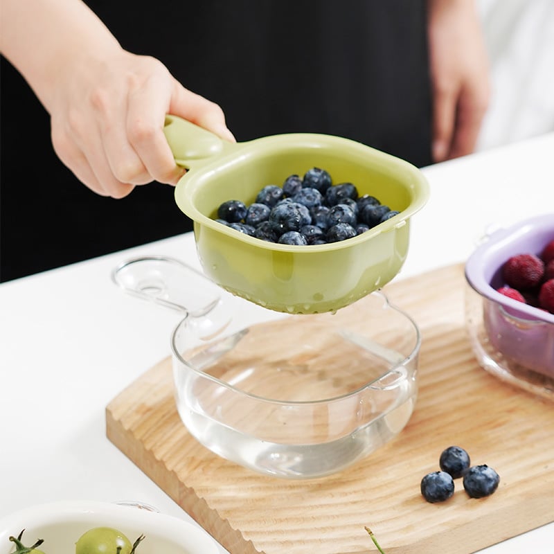 🔥Kitchen Dual-Layer Draining Basket with Handle