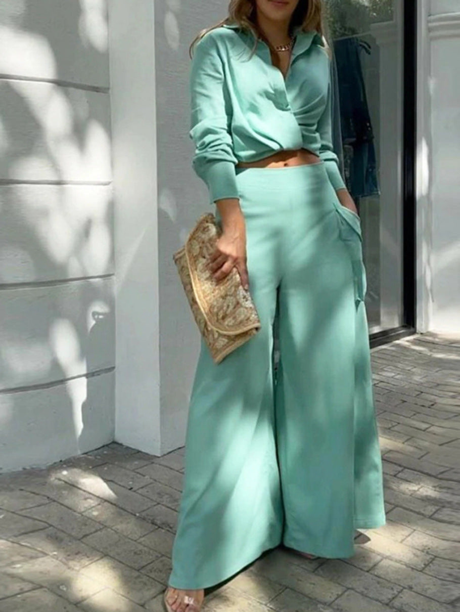 Solid color casual two-piece suit