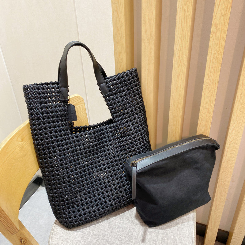 Global Limited-Hand-woven Oversized Leather Tote, Leather Shoulder Bag Handbag