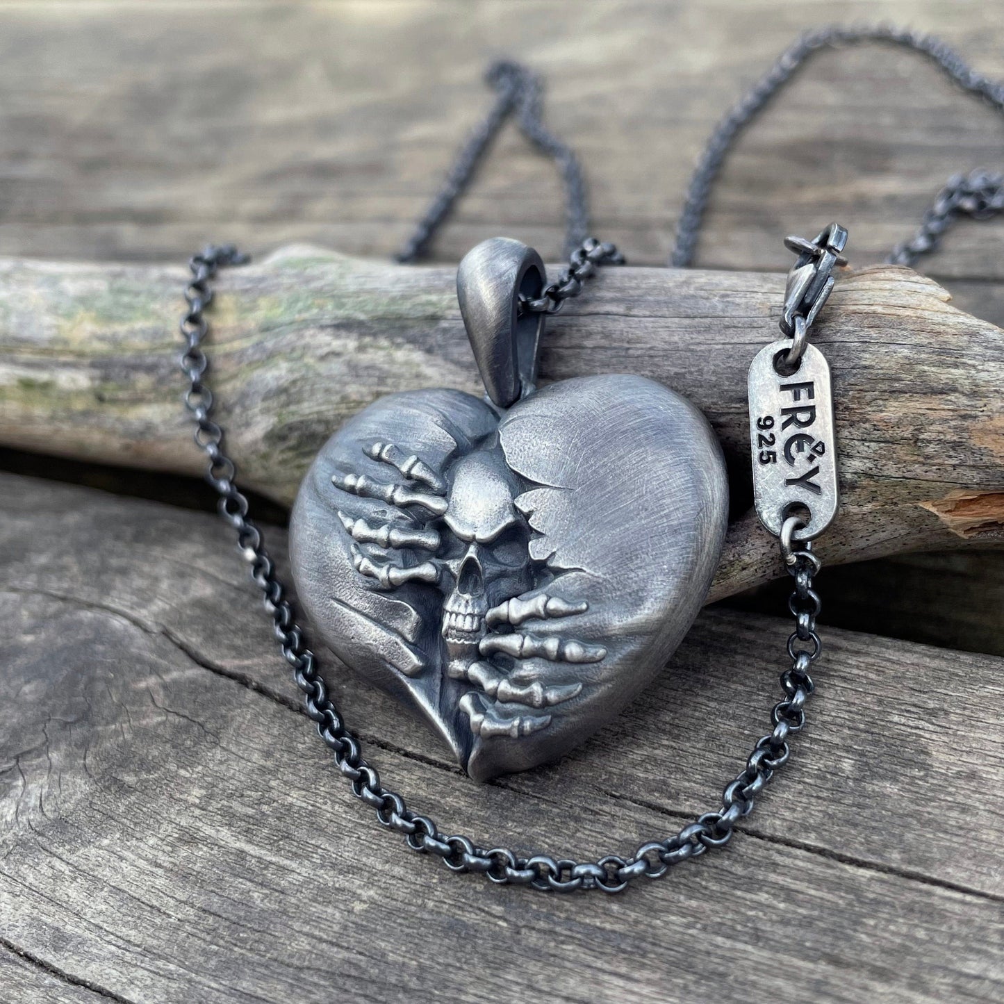 Heart of Hell Ripped Skull Necklace