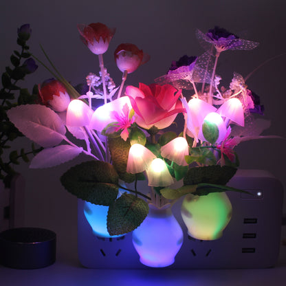 LED Flowers and Mushrooms Colorful Night Lights - Make Your Room Cozy