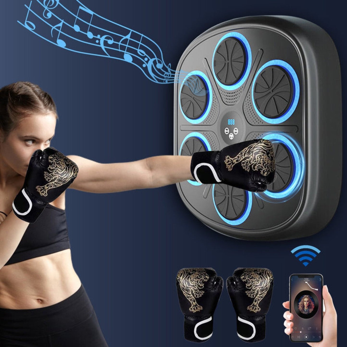 Music Boxing Machine with Boxing Gloves-Buy now and get a free pair of adult boxing gloves