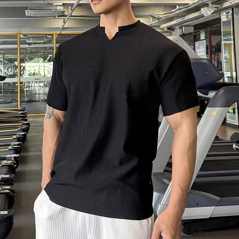 Men's V-Neck Short Sleeve Muscle Athletic Workout T-Shirts